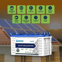 SERVBAK Solar (40Ah/12VDC) Tubular Solar Battery for Home, Office & Shop with 60 Months Warranty (White Container & Blue Cover) (40 AH Battery)