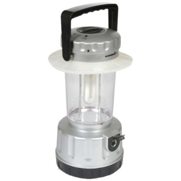 Solar CFL Lantern With Three Way Charging (Grey, Plastic) 