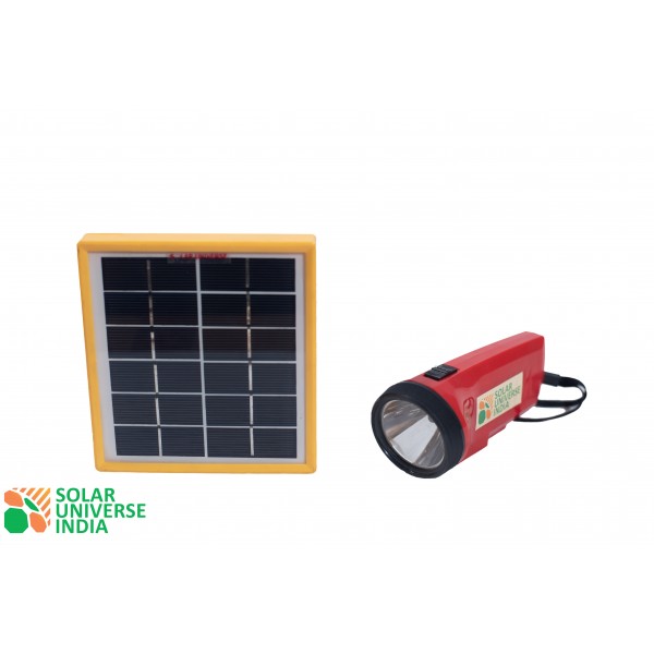 Solar Universe India Solar LED Torch With Inbuilt Lithium Battery, 2W Solar Panel 