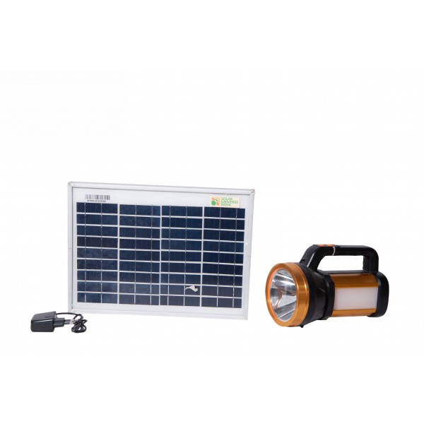 Solar Torch with inbuilt lithium battery & external Solar Panel 