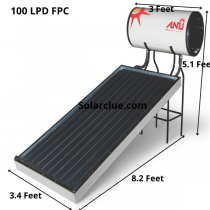 100 LPD FPC Pressurized Anu Solar Water Heater