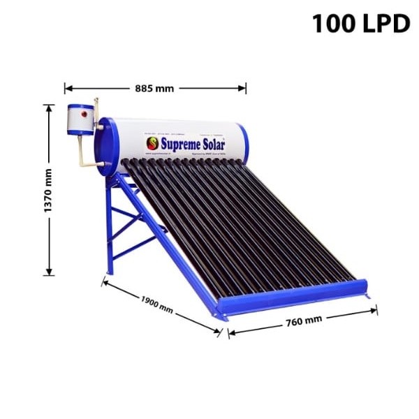 100 LPD ETC Supreme Solar Water Heater with 58 mm,10 nos. tube 