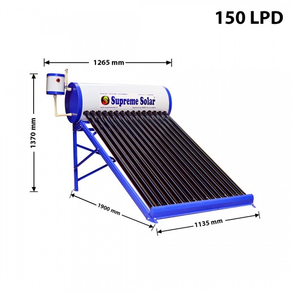 150 LPD ETC Supreme Solar Water Heater with 58 mm,15 nos. tube