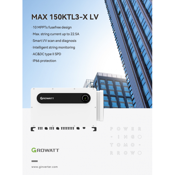Growatt 150 kwatt, 3 Phase MAX 150KTL3-X LV on-Grid Solar Power Inverter
