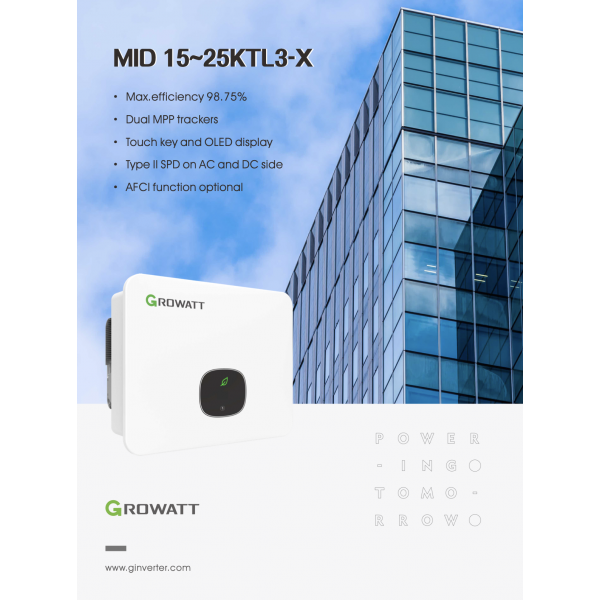 Growatt 20 kwatt, 3 Phase  MID 20KTL3-X on-Grid Solar Power Inverter