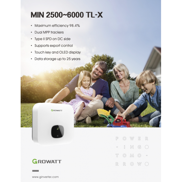 Growatt 5 Kwatt, 1 Phase MIN 5000TL-X  On-Grid Solar Power Inverter